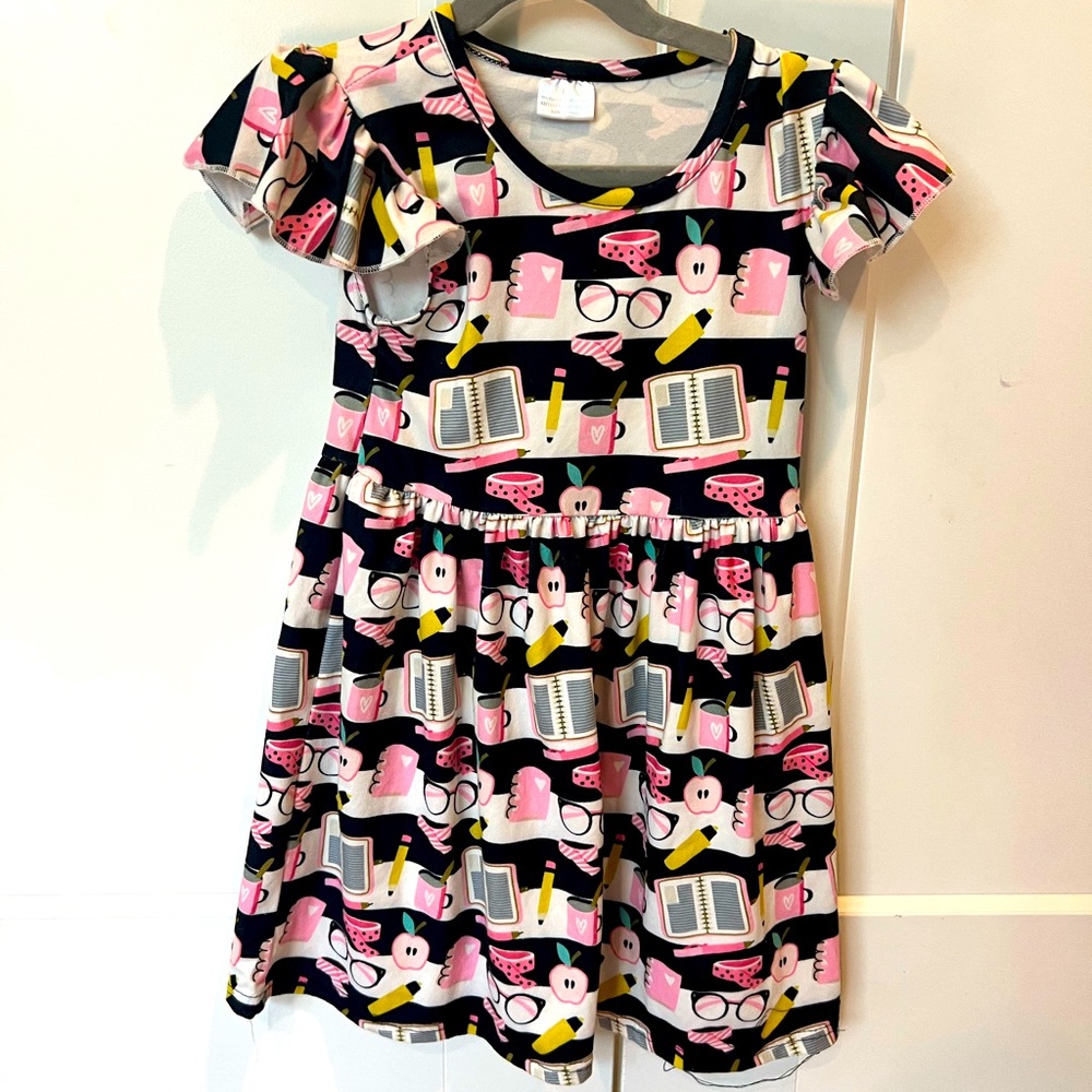 Girls 4/5T back to school flutter sleeve dress